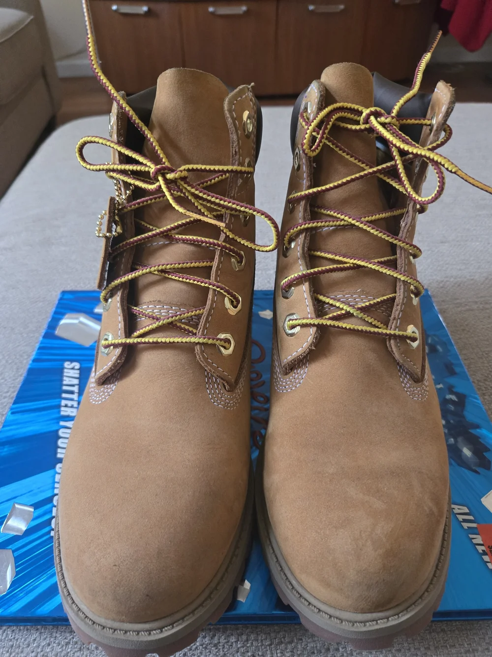 Timberland Kids Wheat Nubuck Lace-Up Boots with Dark Collar